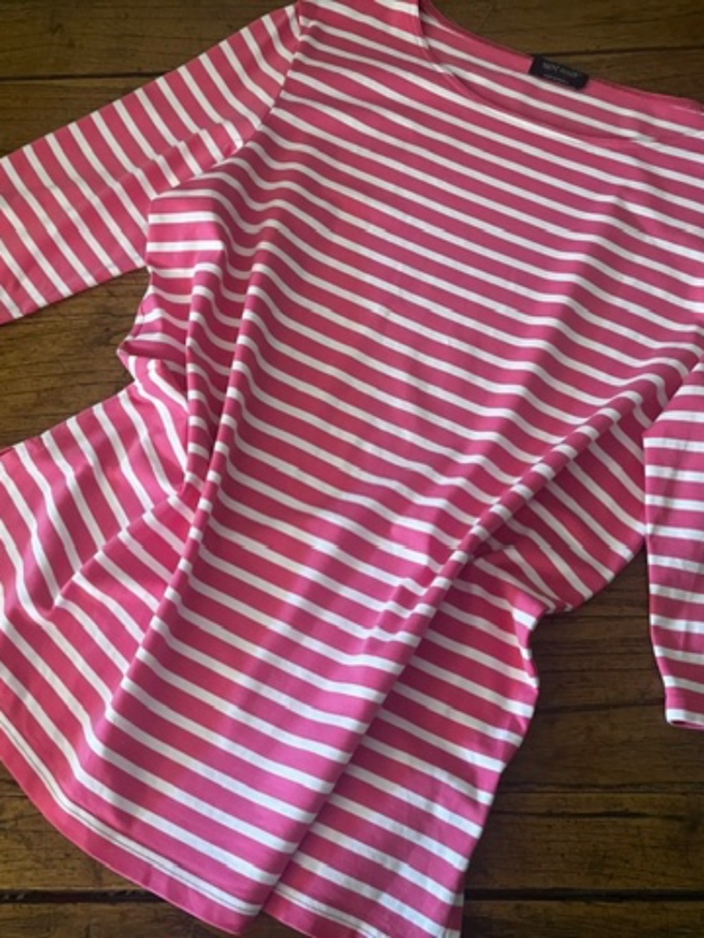 Women's Saint James/France - Anti-UV - Pink/Wht Nautical Stripe Top - US 16/L